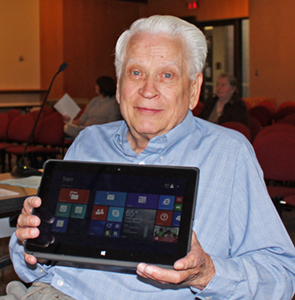 Jack Sharp with his tablet